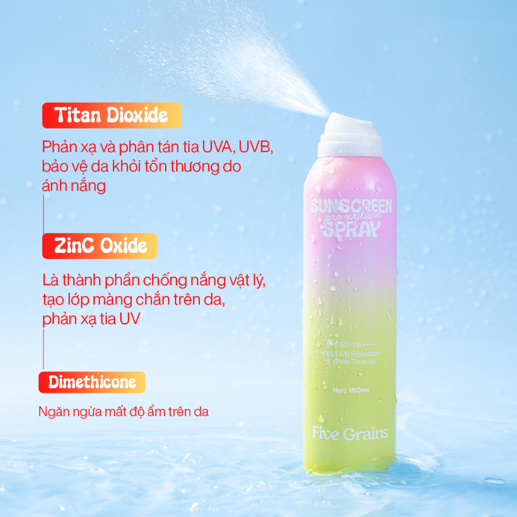 Xịt chống nắng Five Grains nâng tone Pro-Xylane 160ML