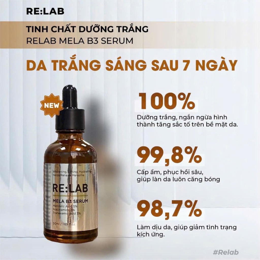 Sản phẩm dưỡng da RE:LAB MELA B3 5% SERUM giúp dưỡng ẩm, làm trắng da, 50ml