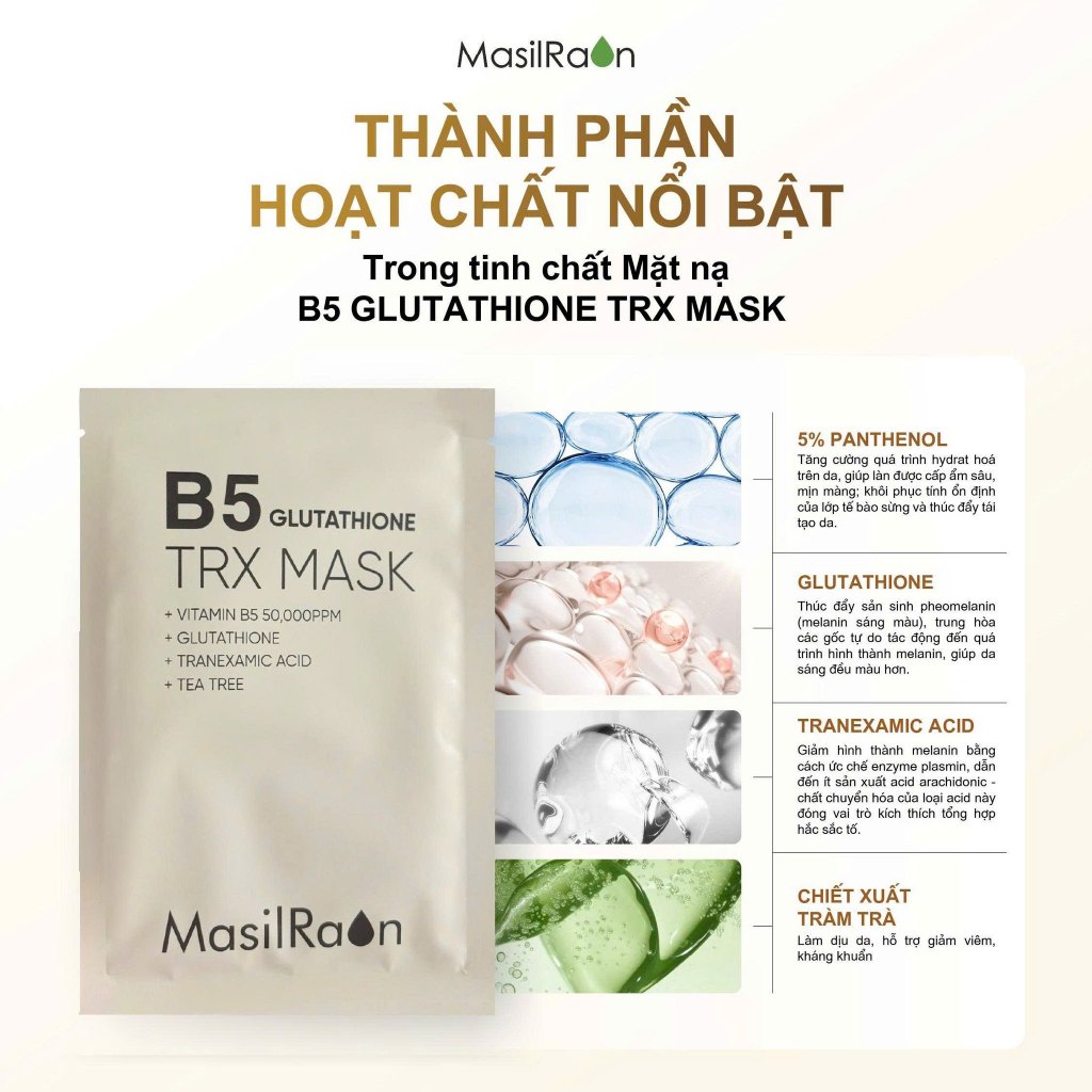 Mặt nạ dưỡng da MASILRAON B5 GLUTATHIONE TRX MASK dung tích:25ml/cái