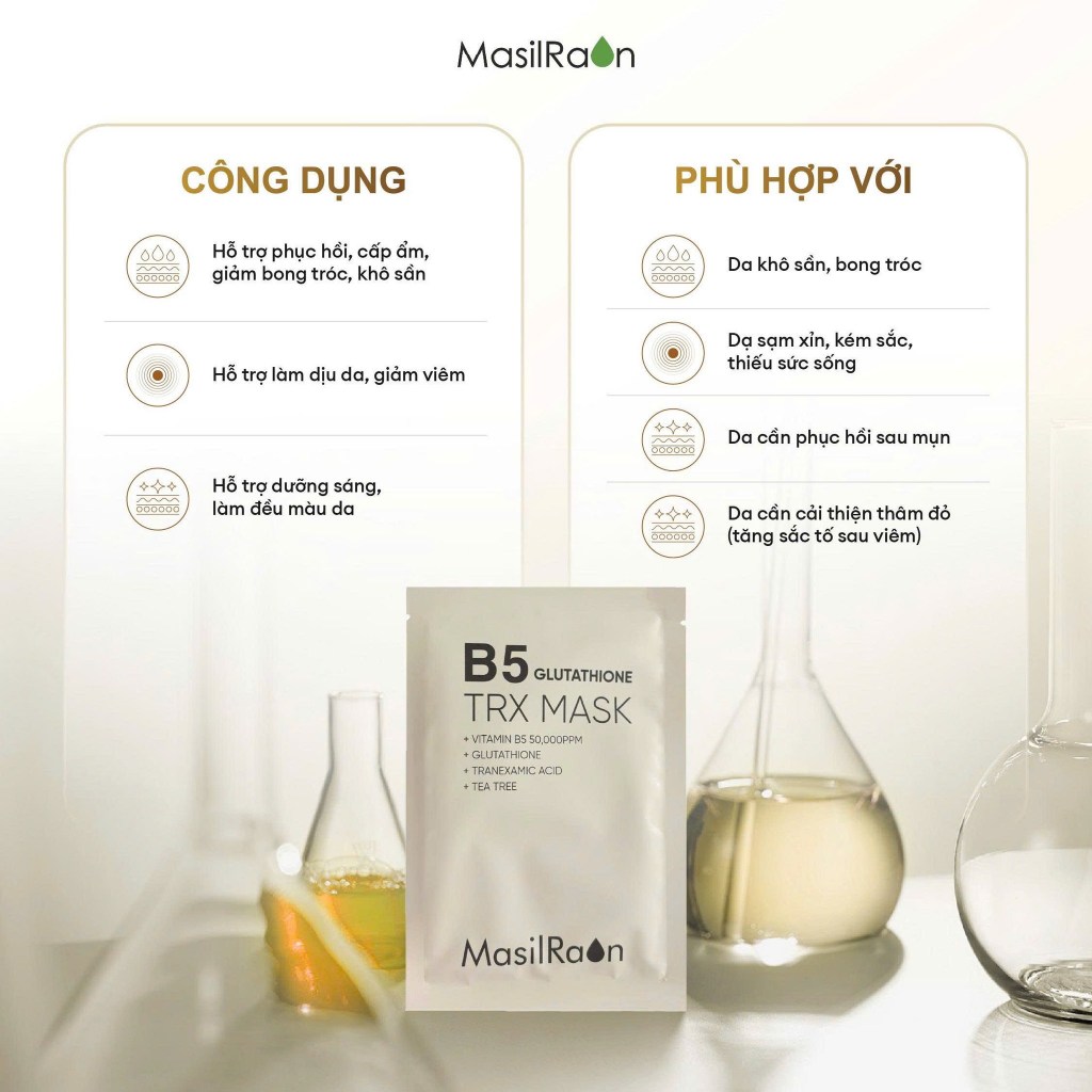 Mặt nạ dưỡng da MASILRAON B5 GLUTATHIONE TRX MASK dung tích:25ml/cái