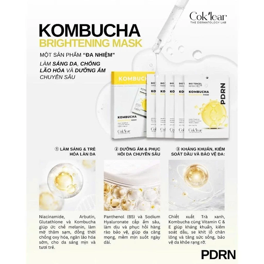COMBO 5 MIẾNG MẶT NẠ COKLEAR KOMBUCHA