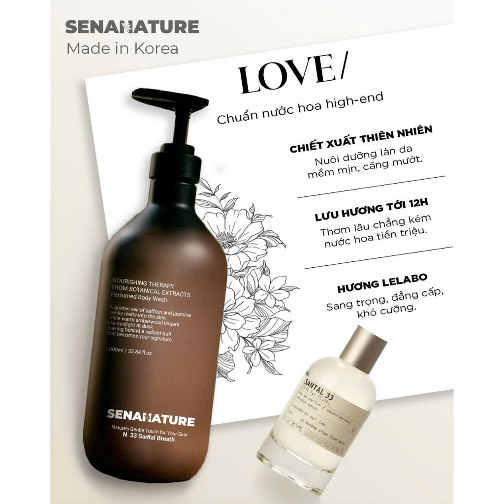 Sữa tắm SENANATURE NOURISHING THERAPY FROM BOTANICAL EXTRACTS Perfumed Body Wash