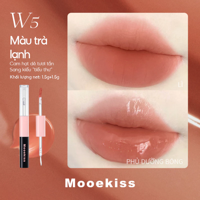 Son môi hai đầu 2 trong 1 - Mooekiss Dual- Effect Longwear Lip Mud