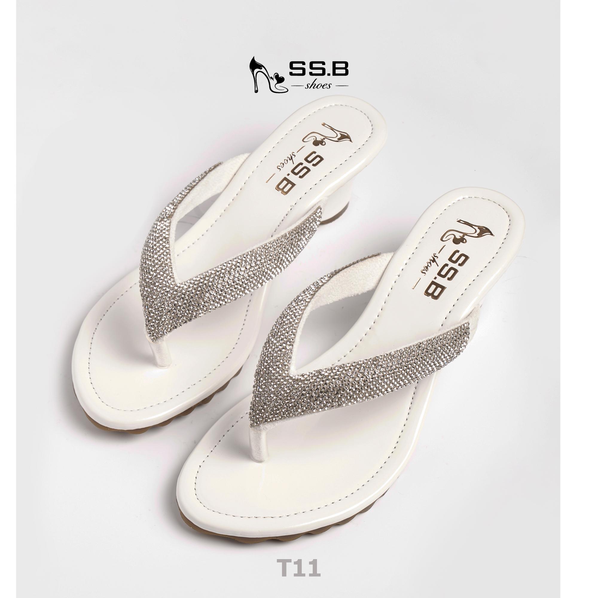 Dép nữ trung niên quai kẹp xoàn, đế xuồng cao 5cm êm nhẹ phong cách thời trang-T11