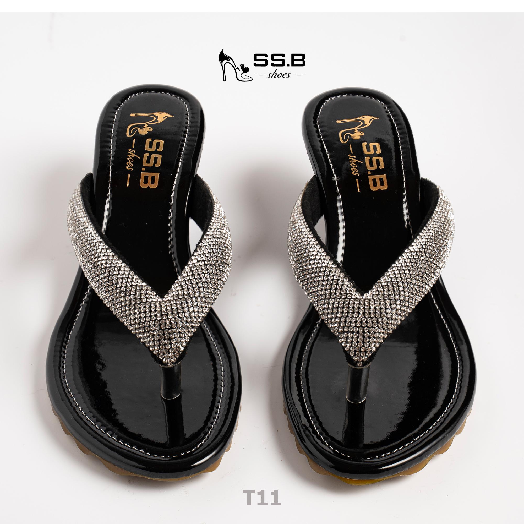 Dép nữ trung niên quai kẹp xoàn, đế xuồng cao 5cm êm nhẹ phong cách thời trang-T11
