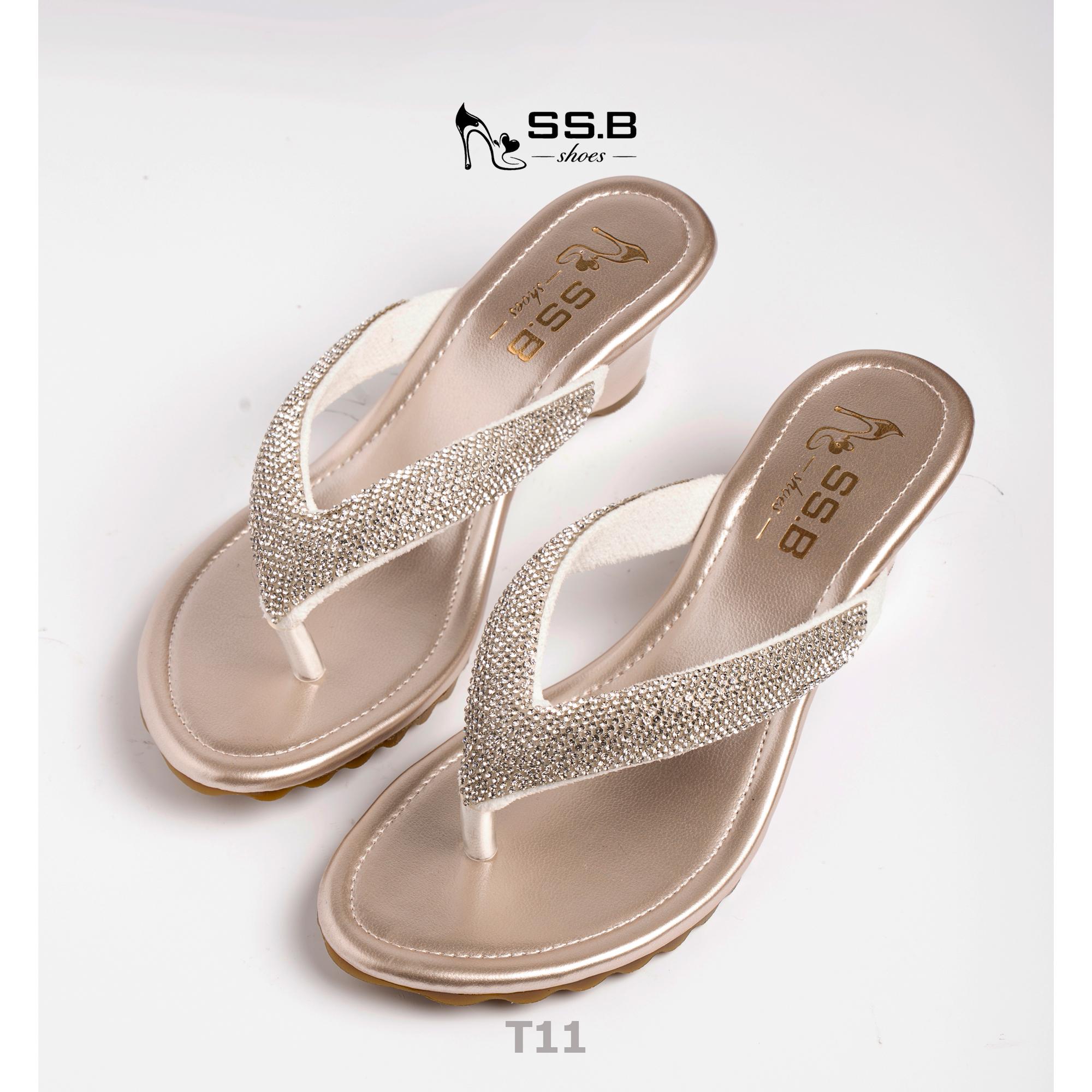 Dép nữ trung niên quai kẹp xoàn, đế xuồng cao 5cm êm nhẹ phong cách thời trang-T11