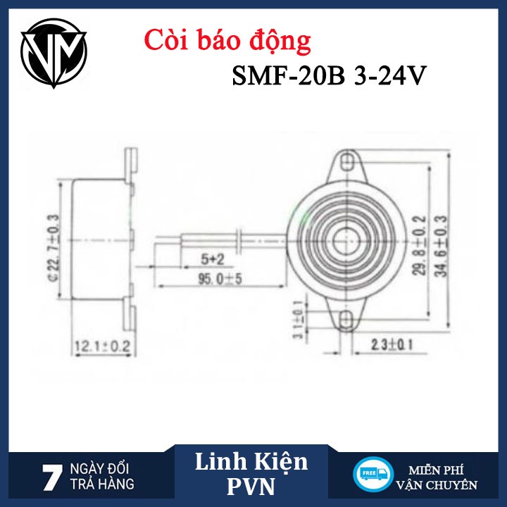 Loa, Còi Báo Động Liên Tục SMF-20B và SMF-27, điện áp 3 - 24VDC