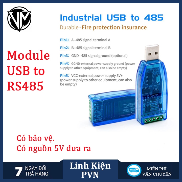 Module chuyển đổi USB sang RS485 - chống nhiễu, chống tính điện, có bảo vệ TVS - CH340