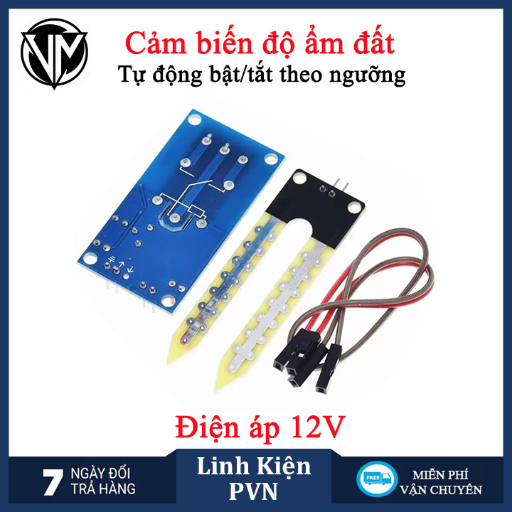 Mô Đun Cảm Biến Độ Ẩm Đất 12V Có Relay Điều Khiển Tự Động