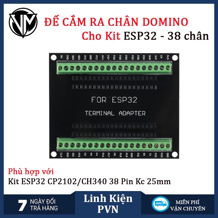 Kit ESP32 38 chân CP2102 Micro USB/TypeC – Mạch Lập Trình IoT WiFi Bluetooth Cho Arduino