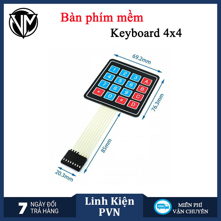 Bàn phím dán Keyboard 1x4, 3x4, 4x4 - Ma trận bàn phím