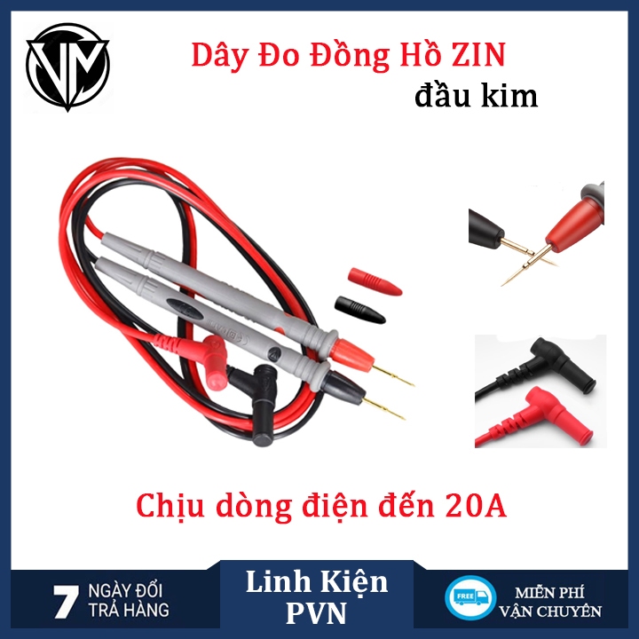 Dây đồng hồ đo điện, que đo đồng hồ vạn năng chịu dòng 20A - đầu nhọn