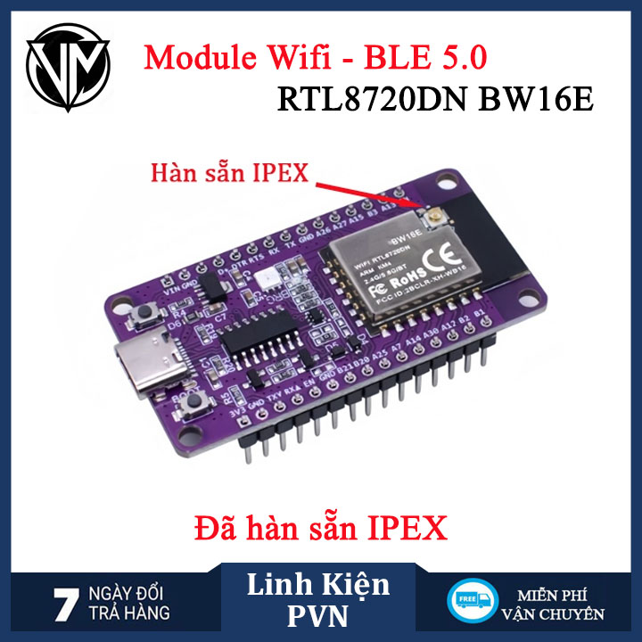 Module Wifi 2.4GHz và Bluetooth 5.0 RTL8720DN BW16E