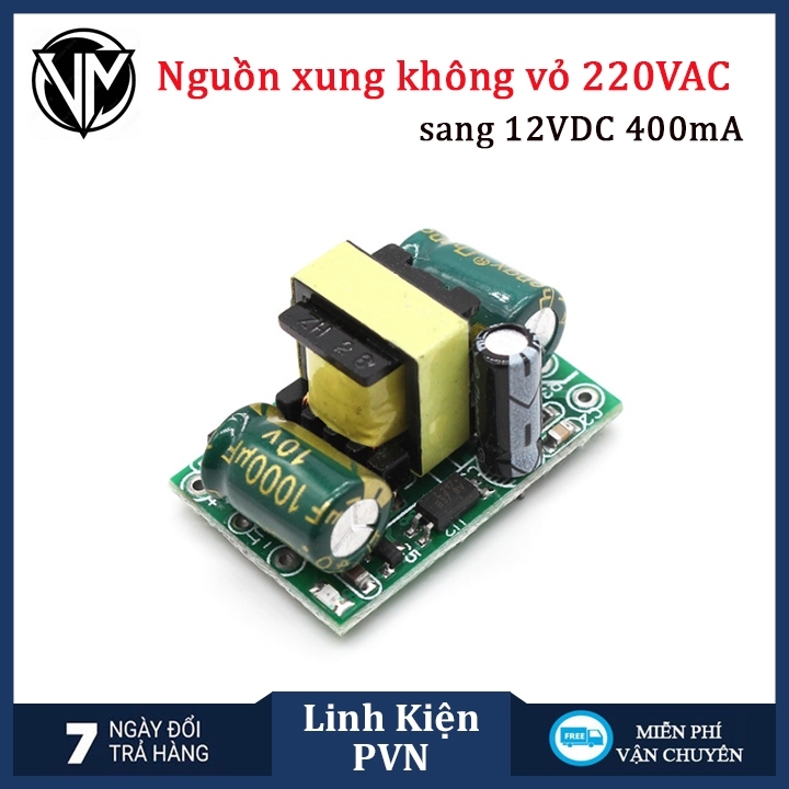 Mạch nguồn xung mini cách ly 12v 450mA AC-DC AC 220V sang 12V DC - nguồn không vỏ