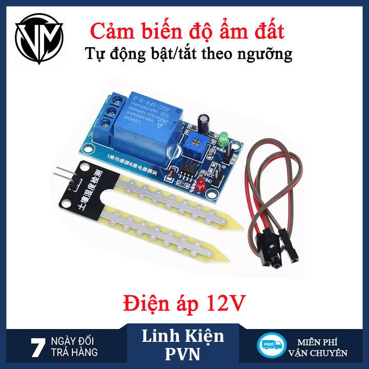 Mô Đun Cảm Biến Độ Ẩm Đất 12V Có Relay Điều Khiển Tự Động