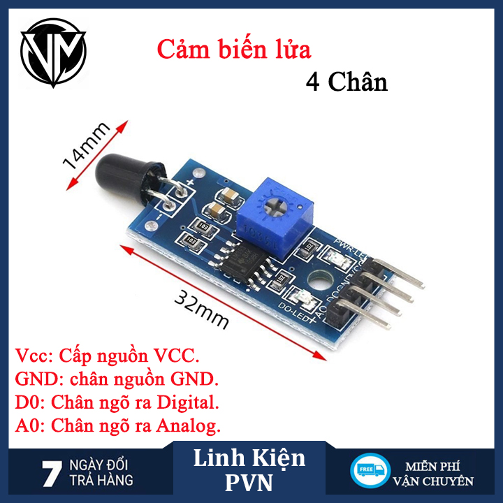 Module cảm biến lửa 3 CHÂN - 4 CHÂN, Mạch cảm biến phát hiện ngọn lửa Flame sensor - Module arduino
