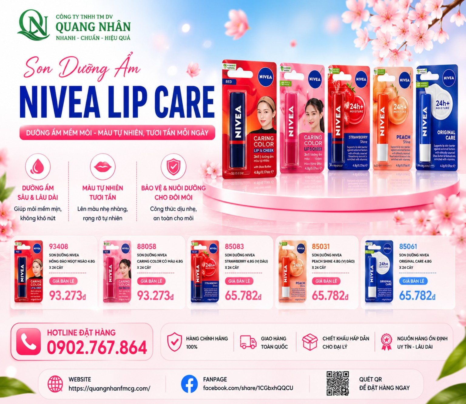 CHÍNH SÁCH GIÁ BÁN SON DƯỠNG NIVEA TẠI QUANG NHÂN