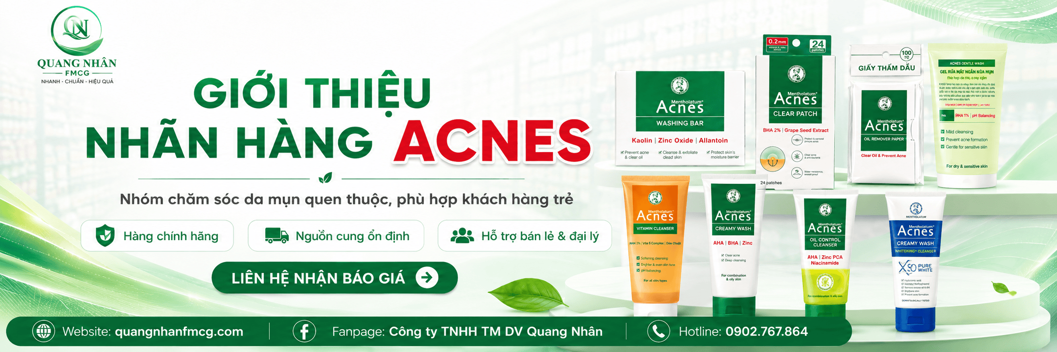 Giới thiệu nhãn hàng ACNES tại Quang Nhân FMCG
