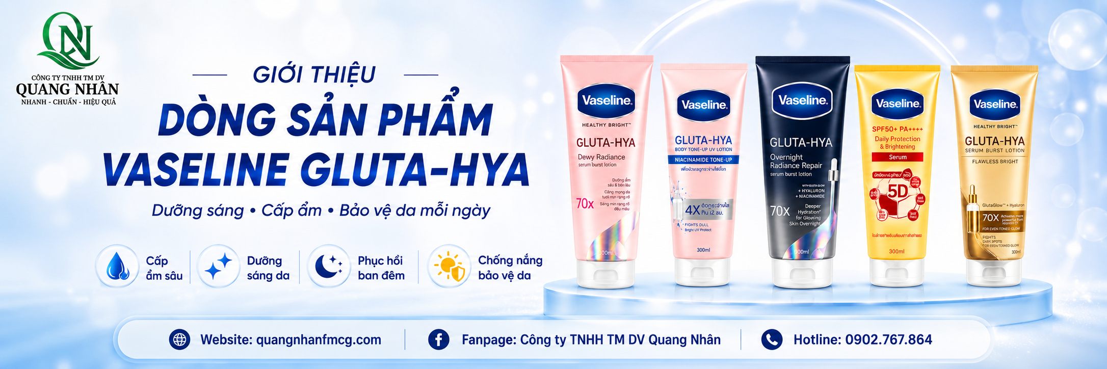 Giới thiệu dòng sản phẩm Vaseline Gluta-Hya tại Quang Nhân FMCG