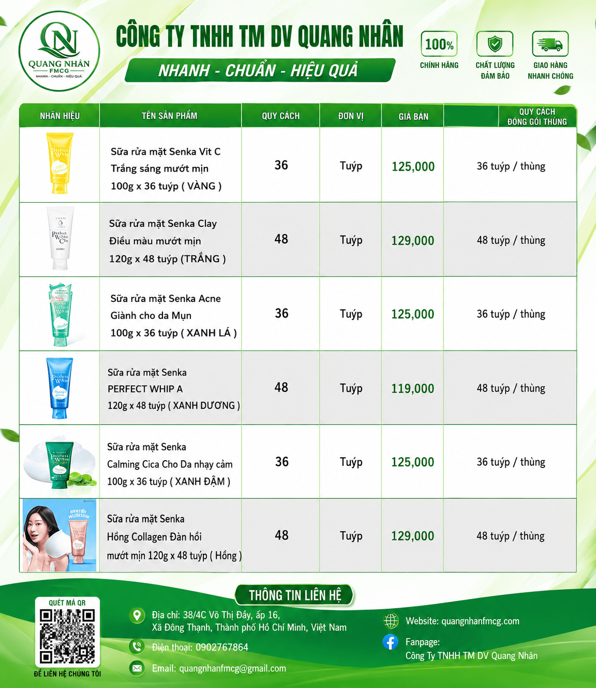 CẬP NHẬT NHÓM SỮA RỬA MẶT SENKA – HÀNG CHÍNH HÃNG, PHÙ HỢP BÁN SỈ FMCG