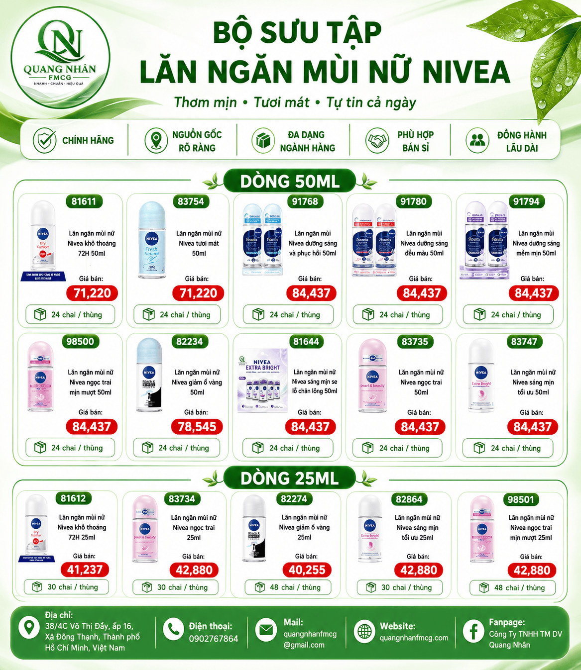 BỘ SƯU TẬP LĂN NGĂN MÙI NỮ NIVEA