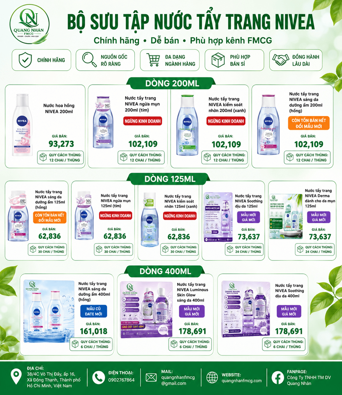 BỘ SƯU TẬP NƯỚC TẨY TRANG NIVEA CHÍNH HÃNG