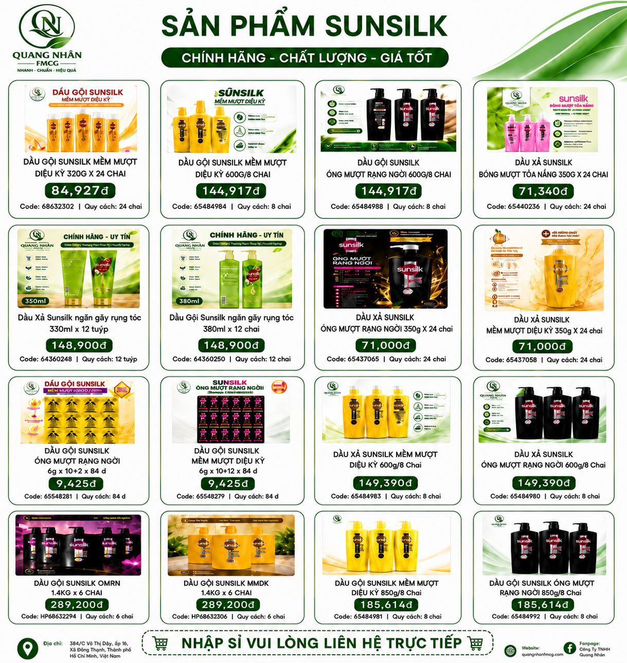 Quang Nhân FMCG Cập Nhật Nhóm Sản Phẩm Sunsilk Chính Hãng