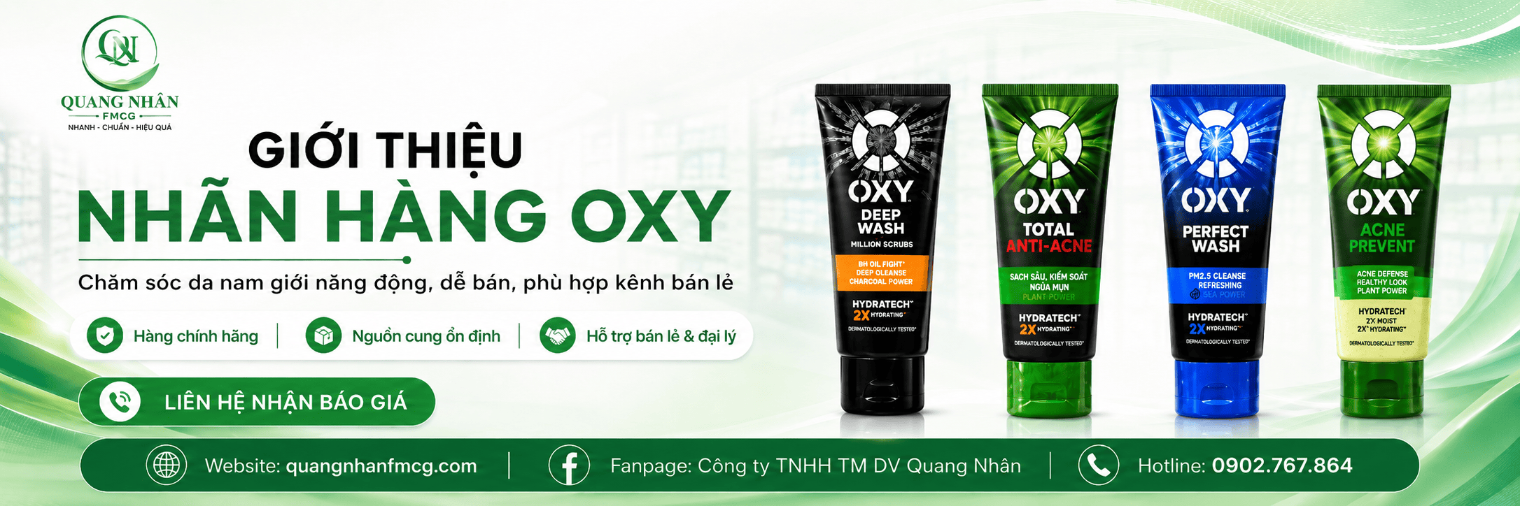Giới thiệu nhãn hàng OXY tại Quang Nhân FMCG