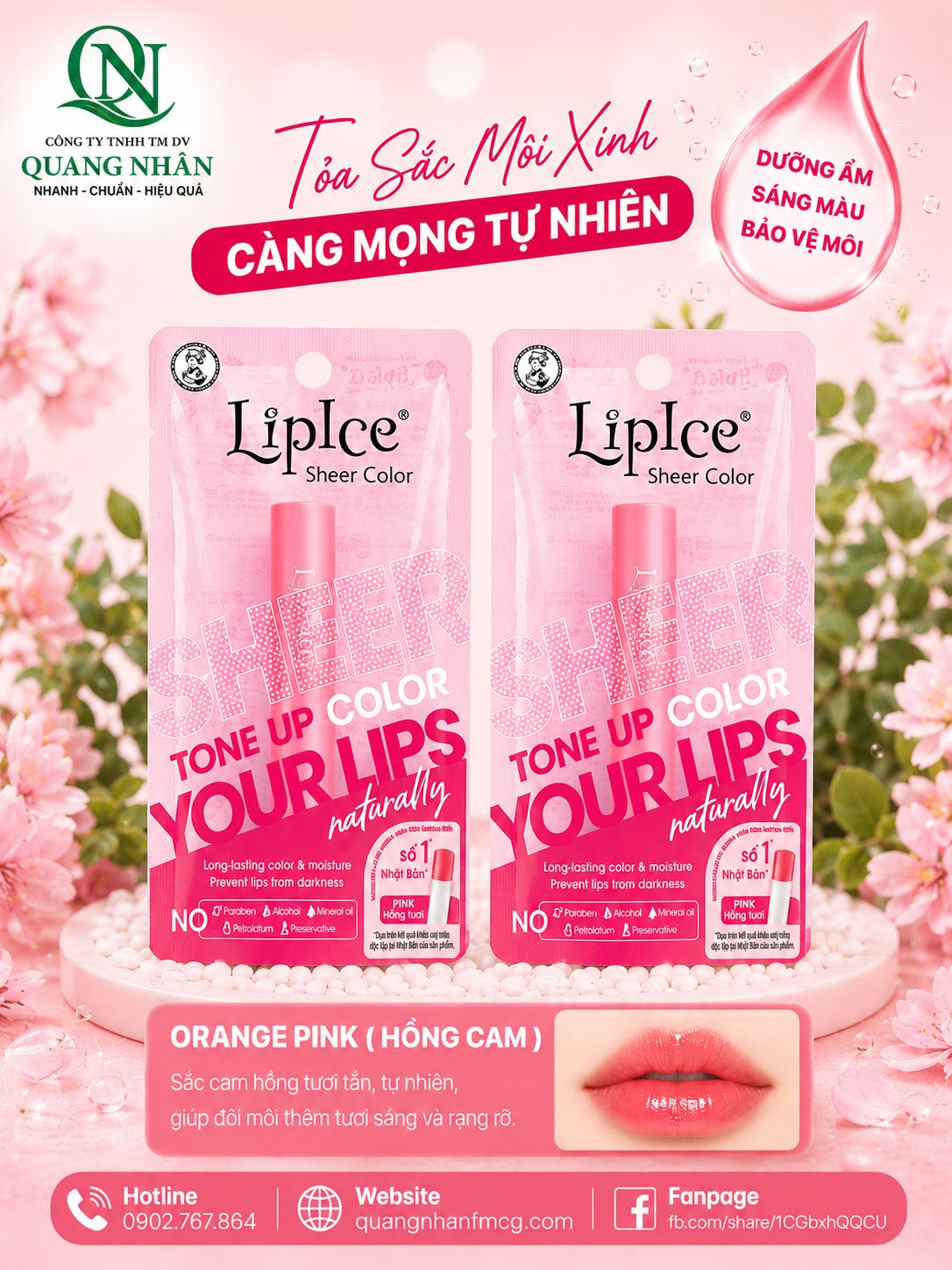 Son Dưỡng Môi LIPICE SHEER COLOR ROSE ( HỒNG CAM ) 2.4 G X 40 CÂY