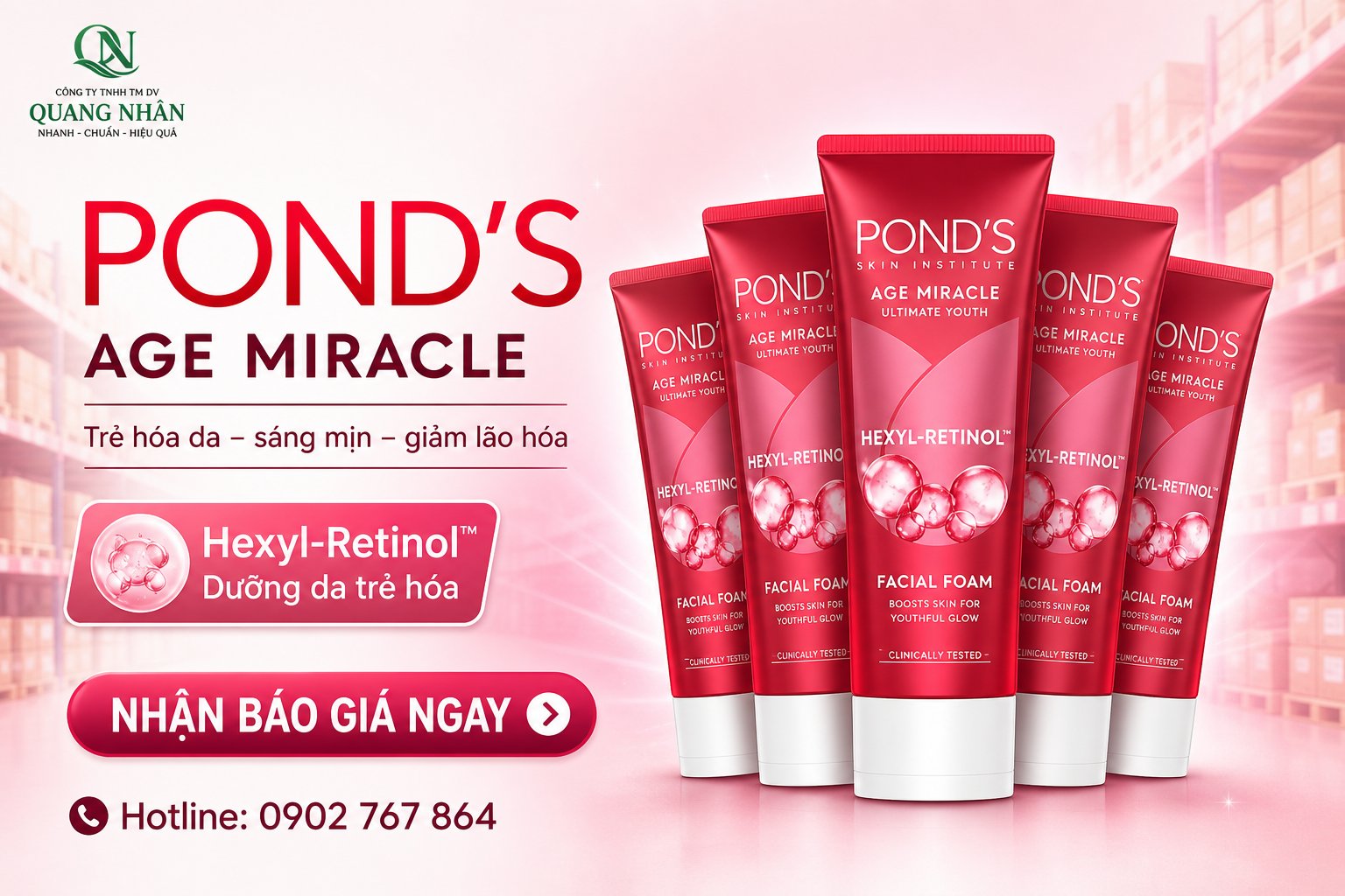 SỮA RỬA MẶT PONDS CHONG LAO HOA CAO CAP 100G x 12 chai