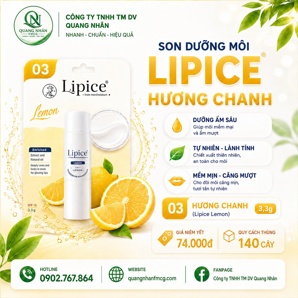Son dưỡng môi Hương Chanh (LipIce Lemon) 3,3 g