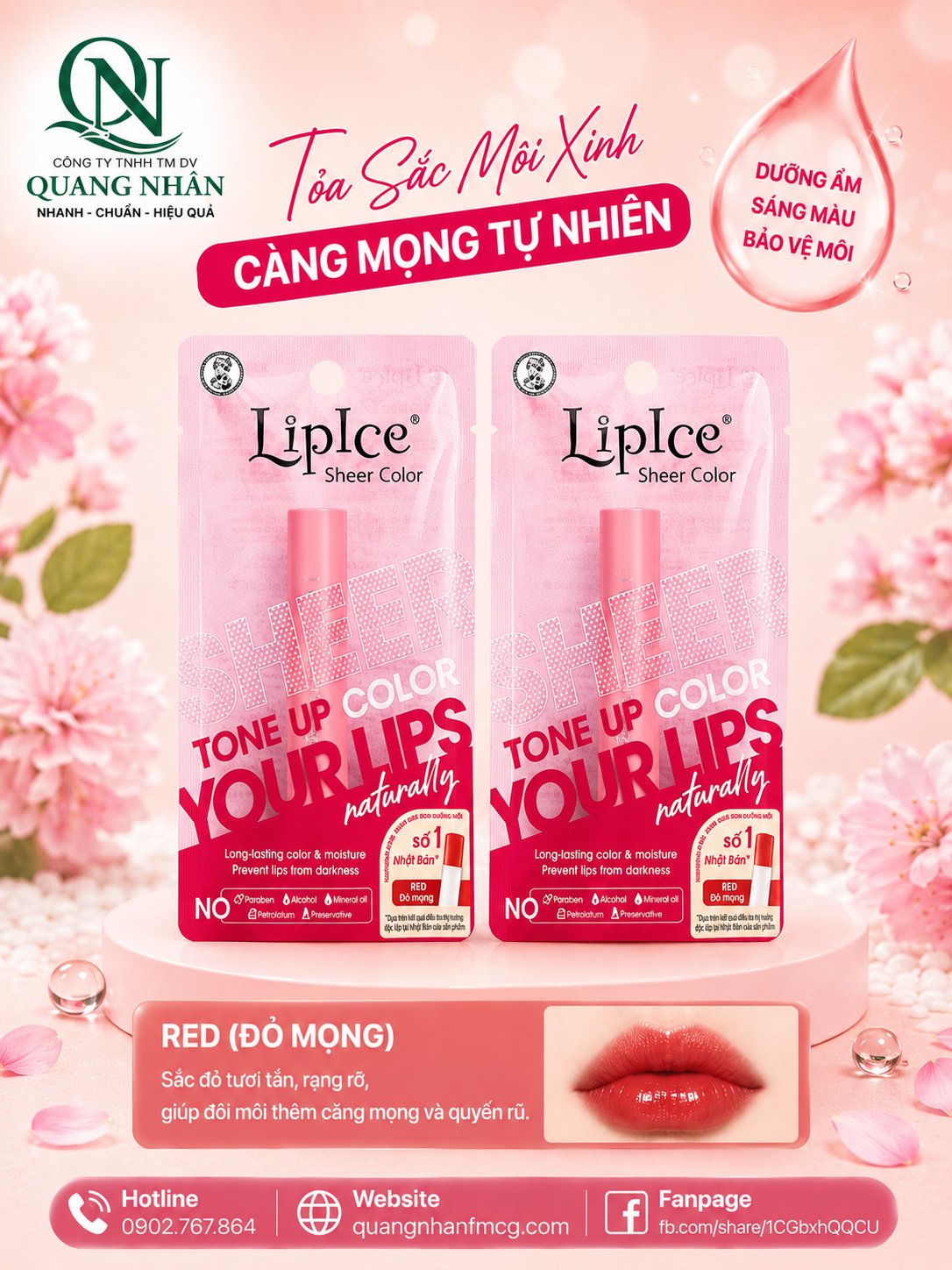 Son Dưỡng Môi LIPICE SHEER COLOR Red ( ĐỎ MỌNG ) 2.4 G X 40 CÂY