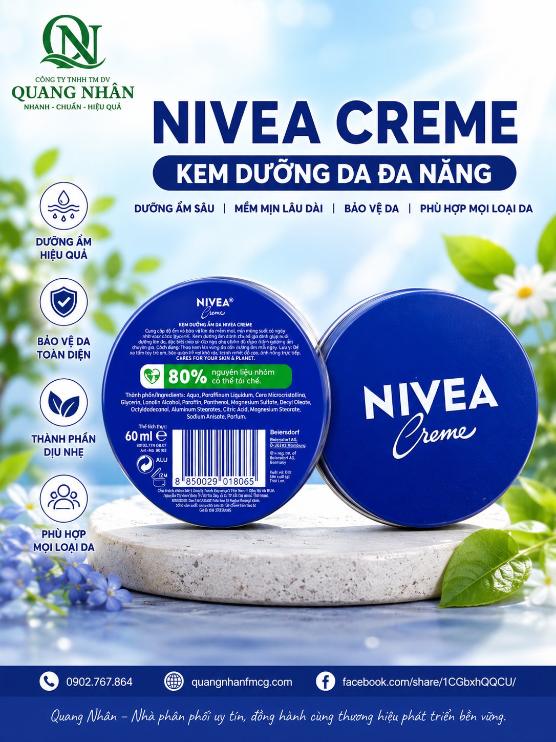 80102 - Kem Dưỡng Ẩm Da NIVEA Crème (60 ml) x 48 chai