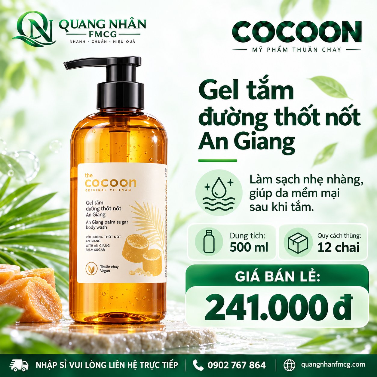 Cocoon Gel tắm đường thốt nốt An Giang 500ml