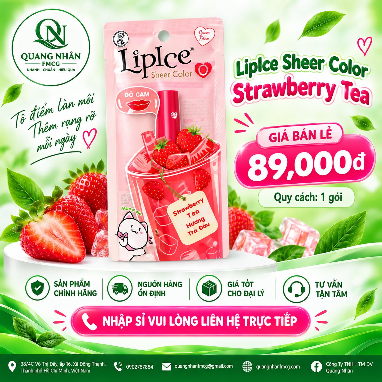 Son Dưỡng Môi LIPICE SHEER COLOR Q Hương Trà Dâu 2.4 G X 40 CÂY