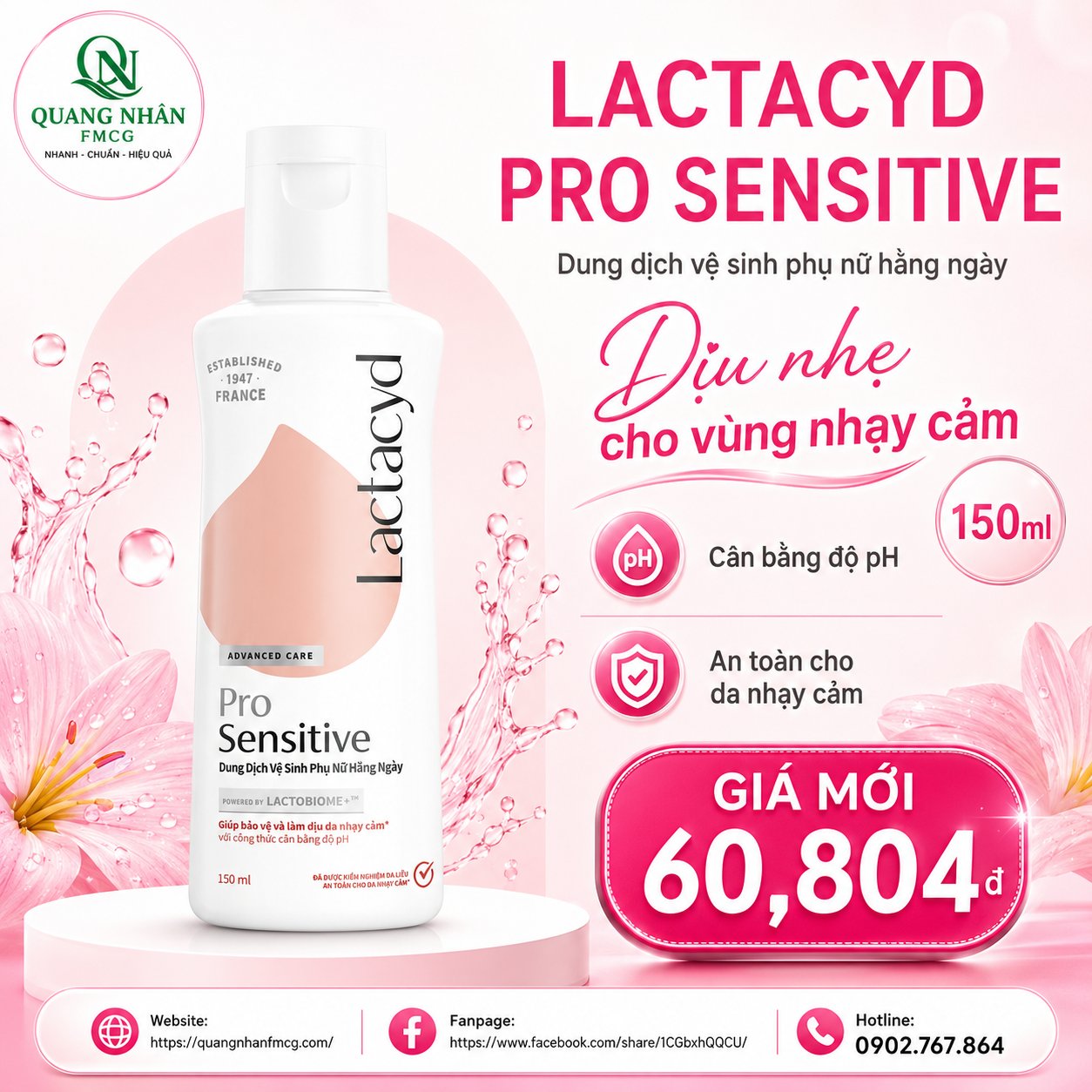 LACTACYD FEMININE WASH 150ML PRO SENSITIVE VN X 24 chai