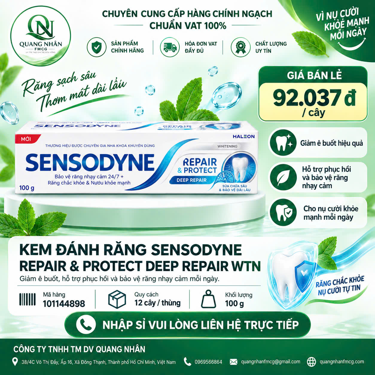 KEM ĐÁNH RĂNG SENSODYNE Repair & Protect Deep Repair WTN x 72 ống