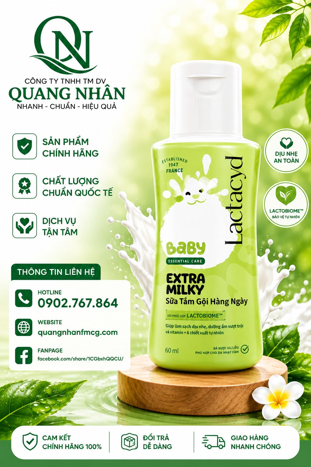LACTACYD BABY EXTRA MILKY 60ML X 48 CHAI