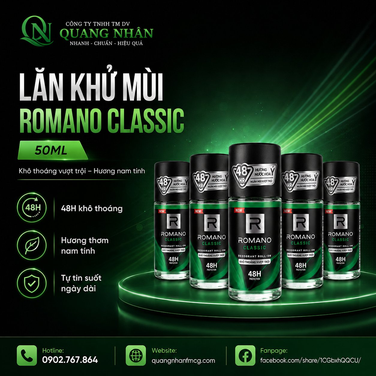 LĂN KHỬ MÙI ROMANO CLASSIC 50ML x 24 CHAI