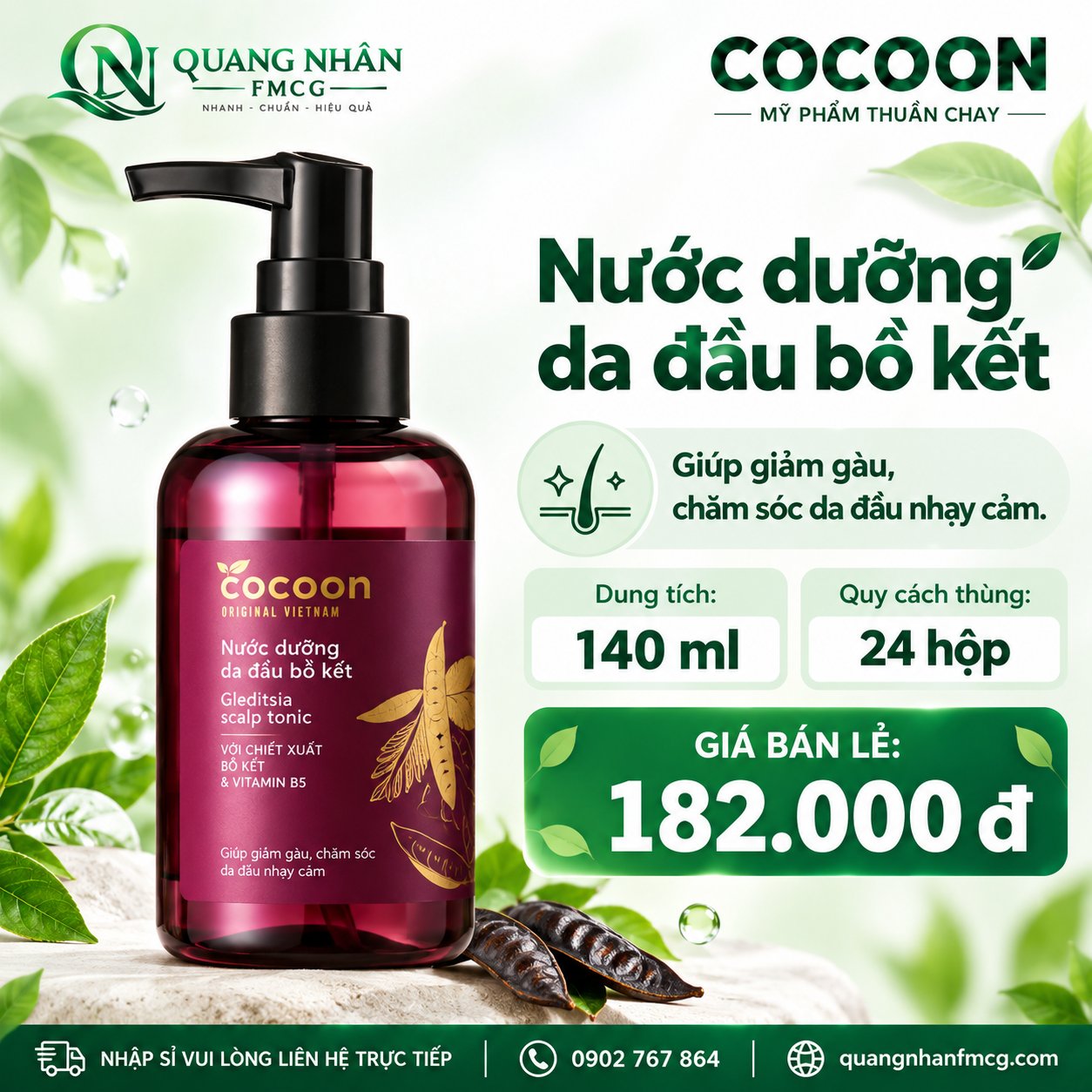 Cocoon Nước dưỡng da đầu bồ kết 140ml