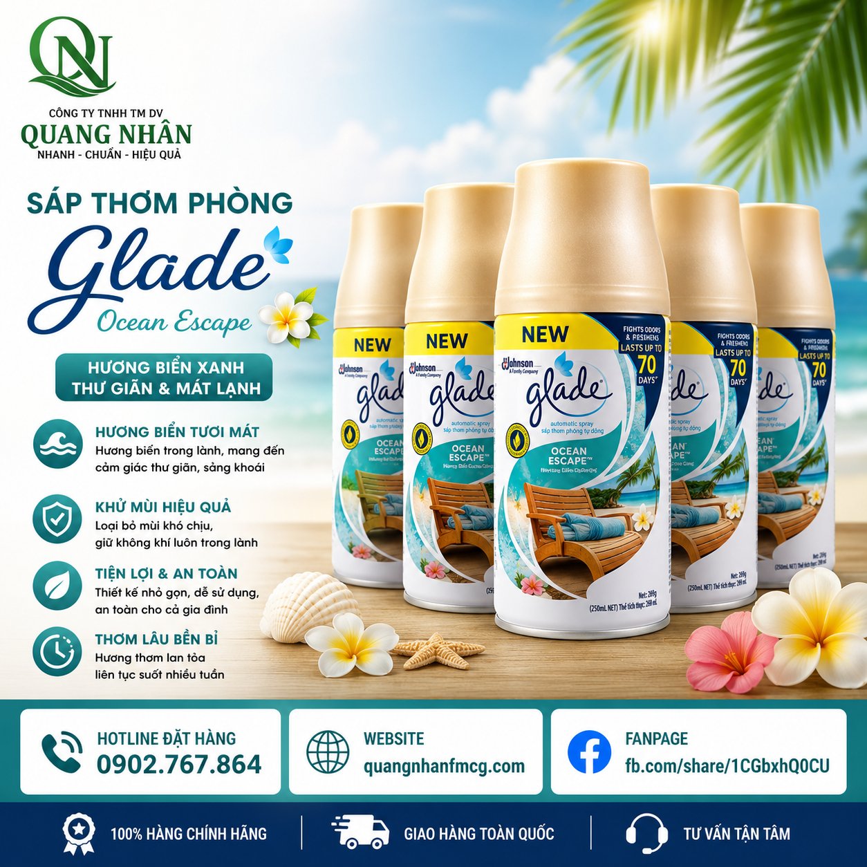 CHAI XỊT TỰ ĐỘNG GLADE - H.BIEN P.BONG 175G x 6 chai