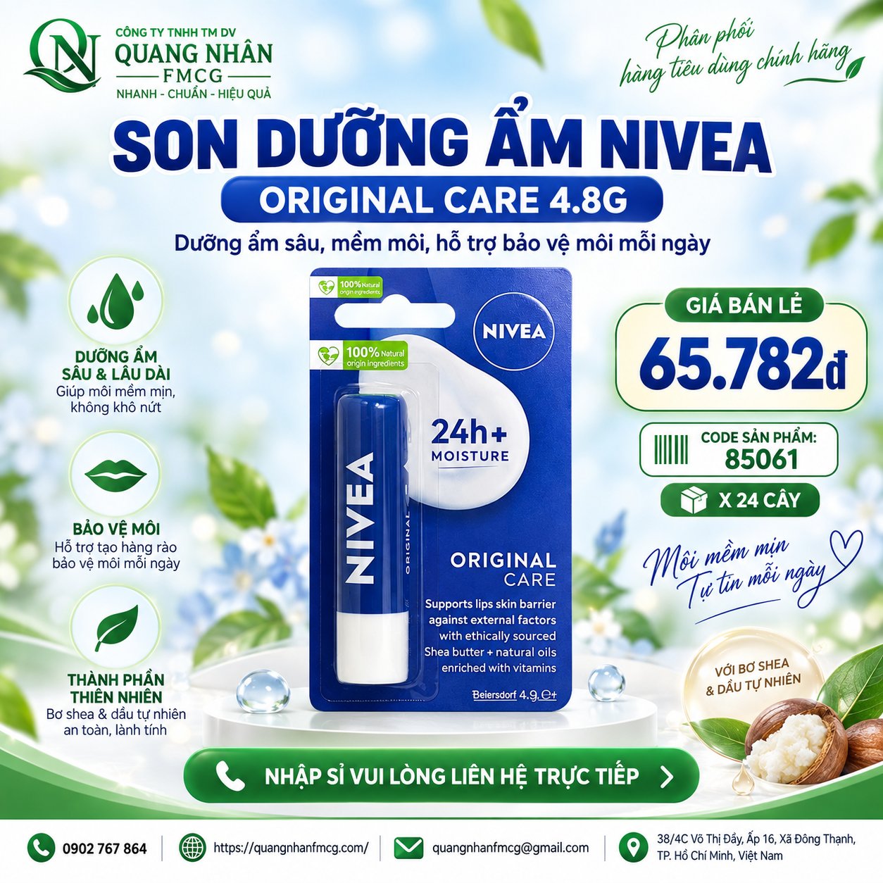 85061 SON DƯỠNG ẨM NIVEA 4.8G x 24 CHAI