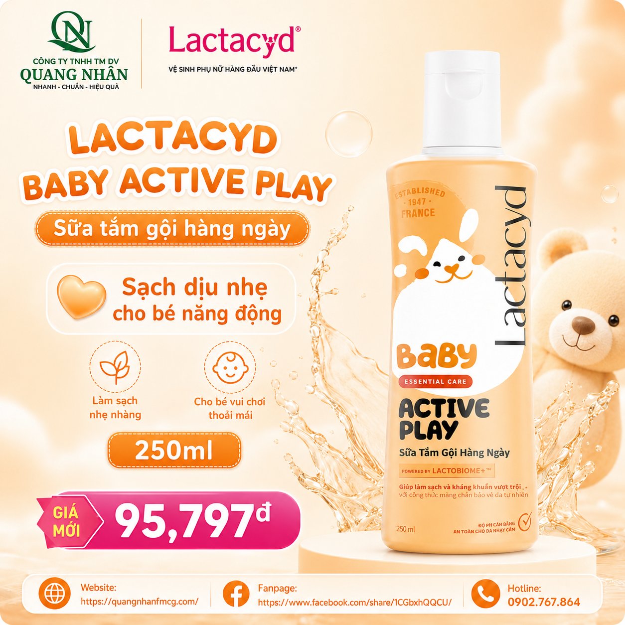 LACTACYD ACTIVE PLAY 250ML X 24 CHAI
