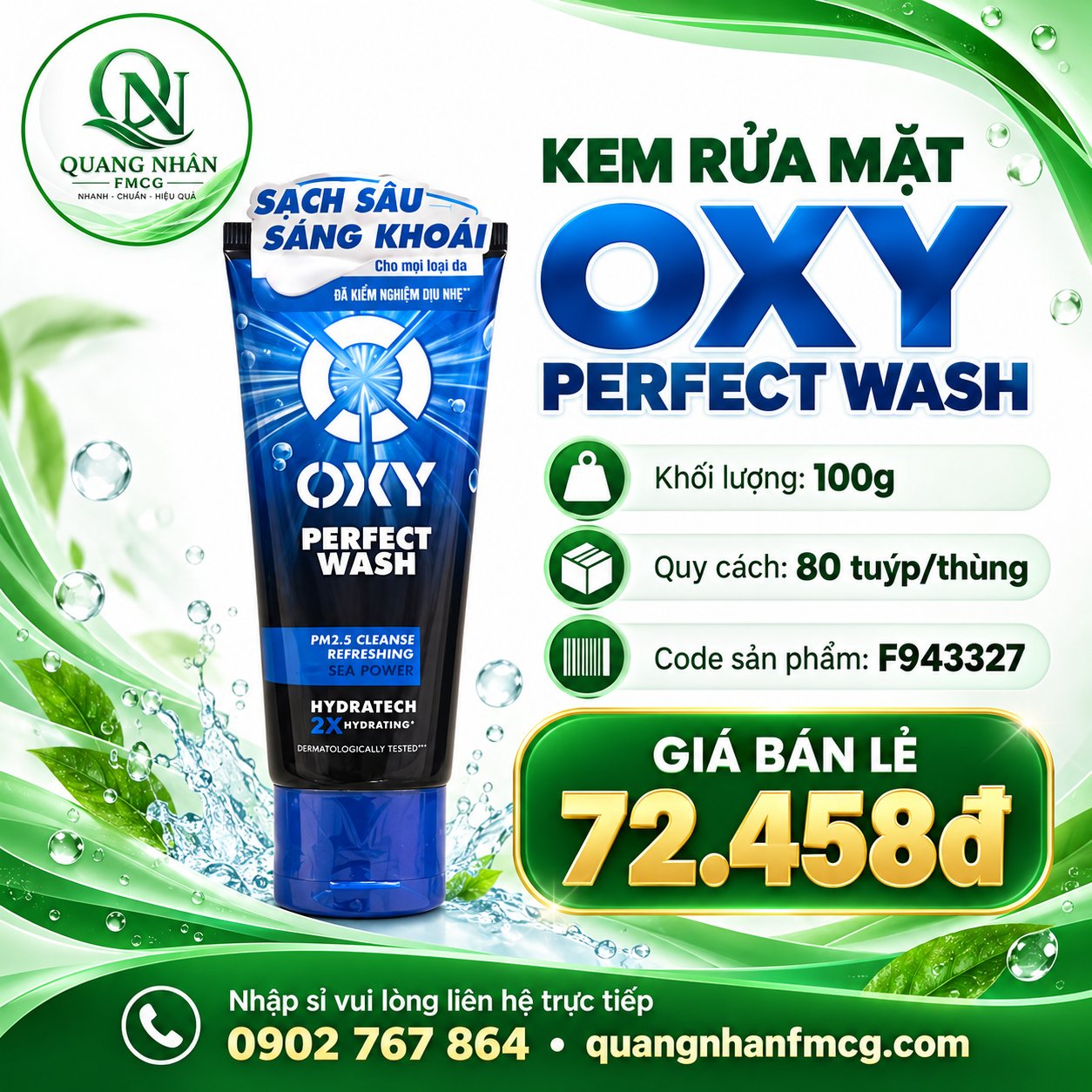 KEM RỬA MẶT OXY PERFECT WASH 100G ( XANH DƯƠNG )