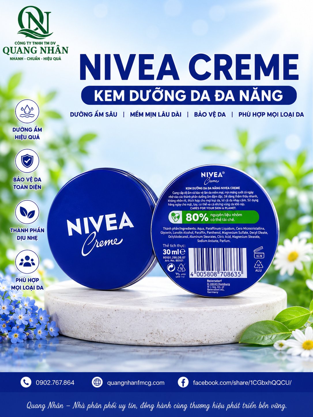 80101 - Kem Dưỡng Ẩm Da NIVEA Crème (30 ml) x 144 chai