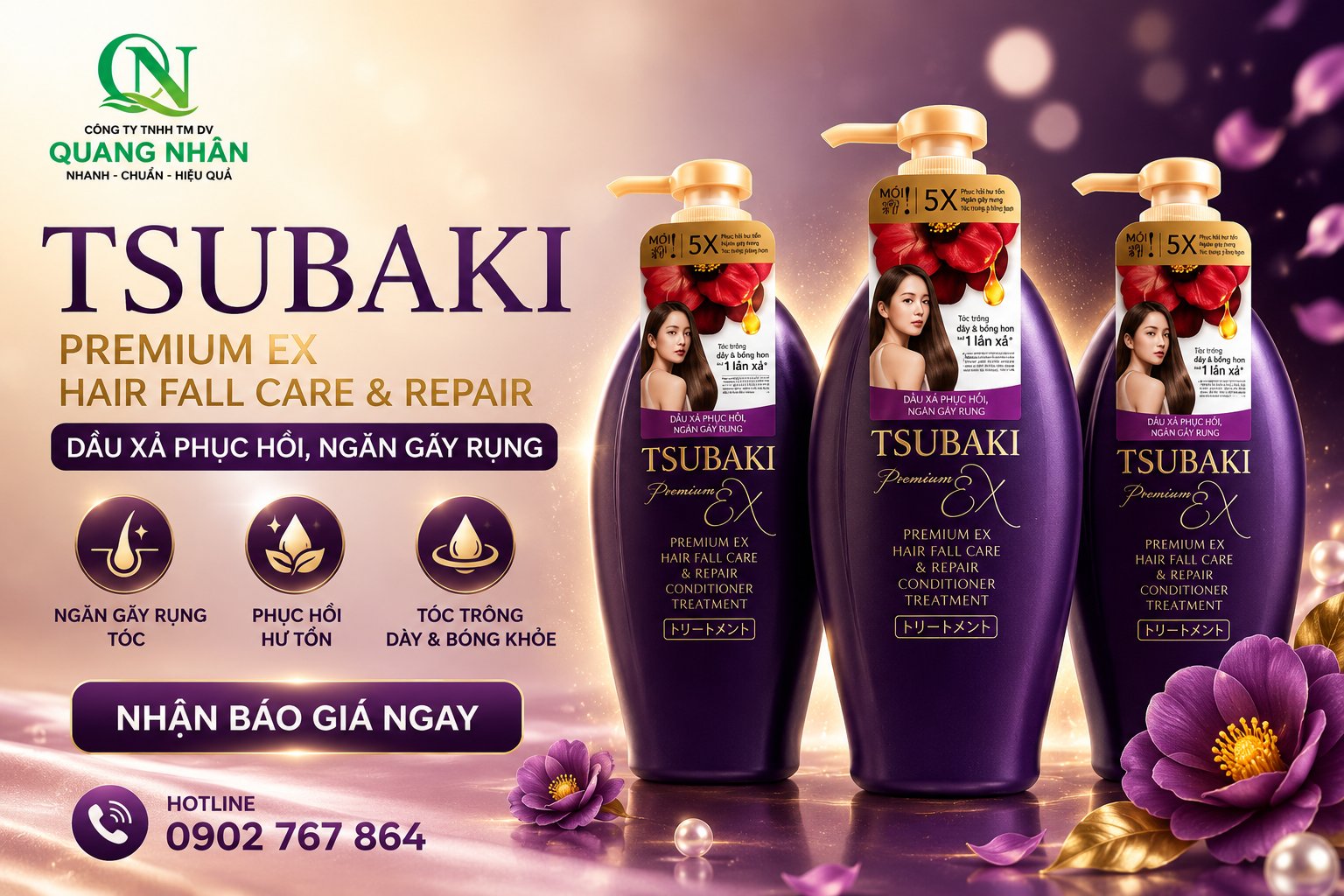 DẦU XẢ TSUBAKI TÍM 450ML X 9 CHAI