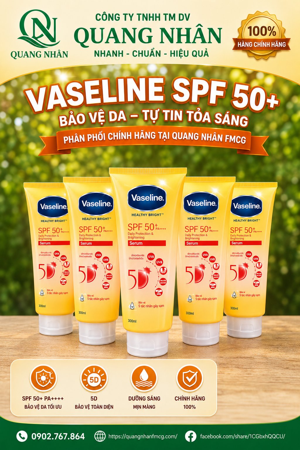 Sữa Dưỡng Thể VASELINE Healthy Bright SPF50+ 300ml x 12tuýp