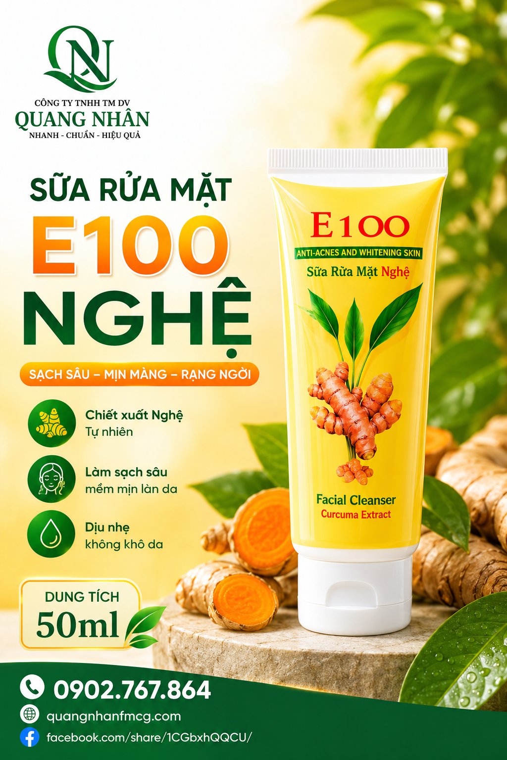 SỮA RỬA MẶT E100 NGHỆ 50G X 60 TUÝP