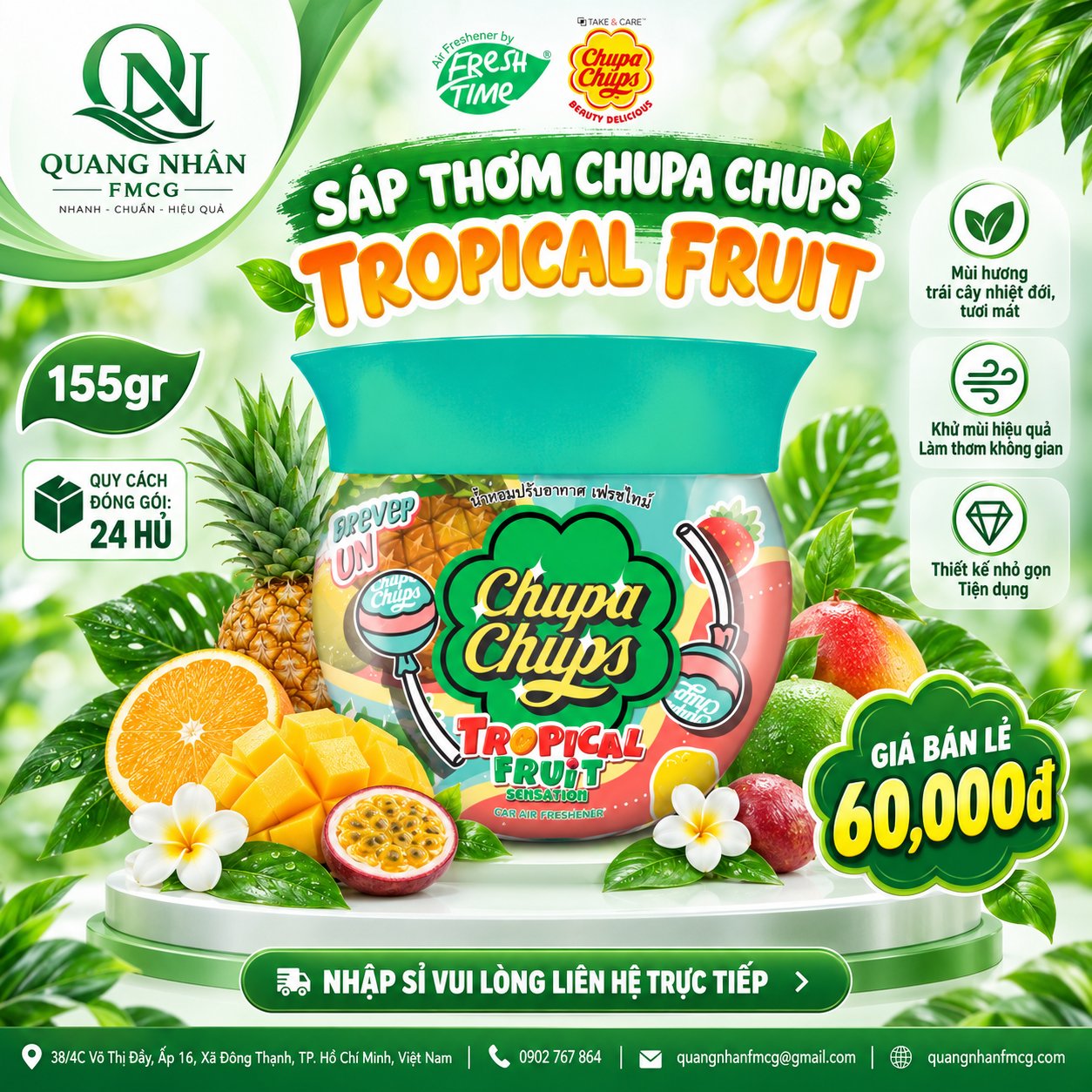 Sáp thơm làm tươi mát không khí hương trái cây nhiệt đới 155G hiệu TAKE & CARE x 24 hũ/thùng