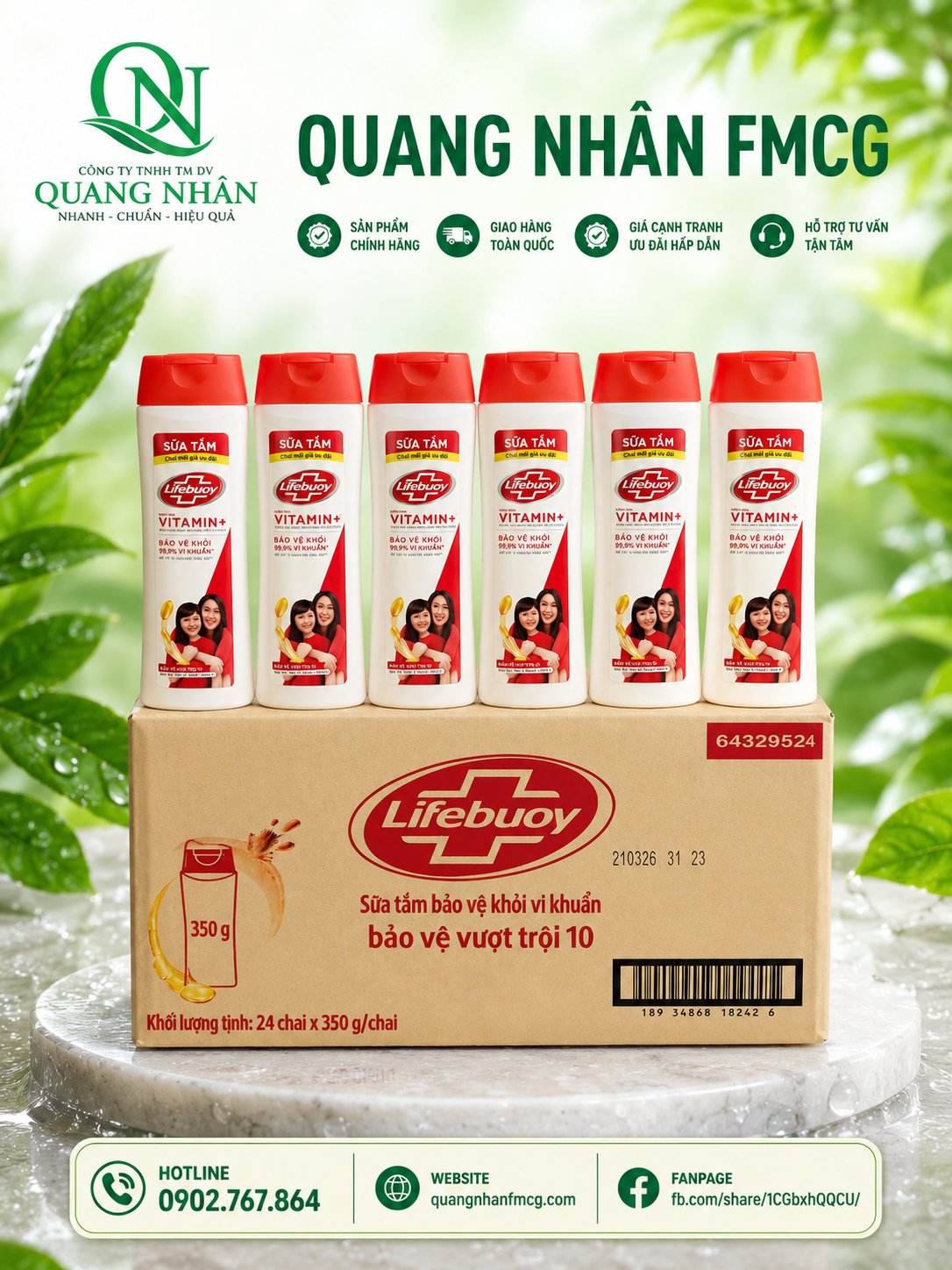 SỮA TẮM LIFEBUOY BẢO VỆ VƯỢT TRỘI 350G X 24 CHAI